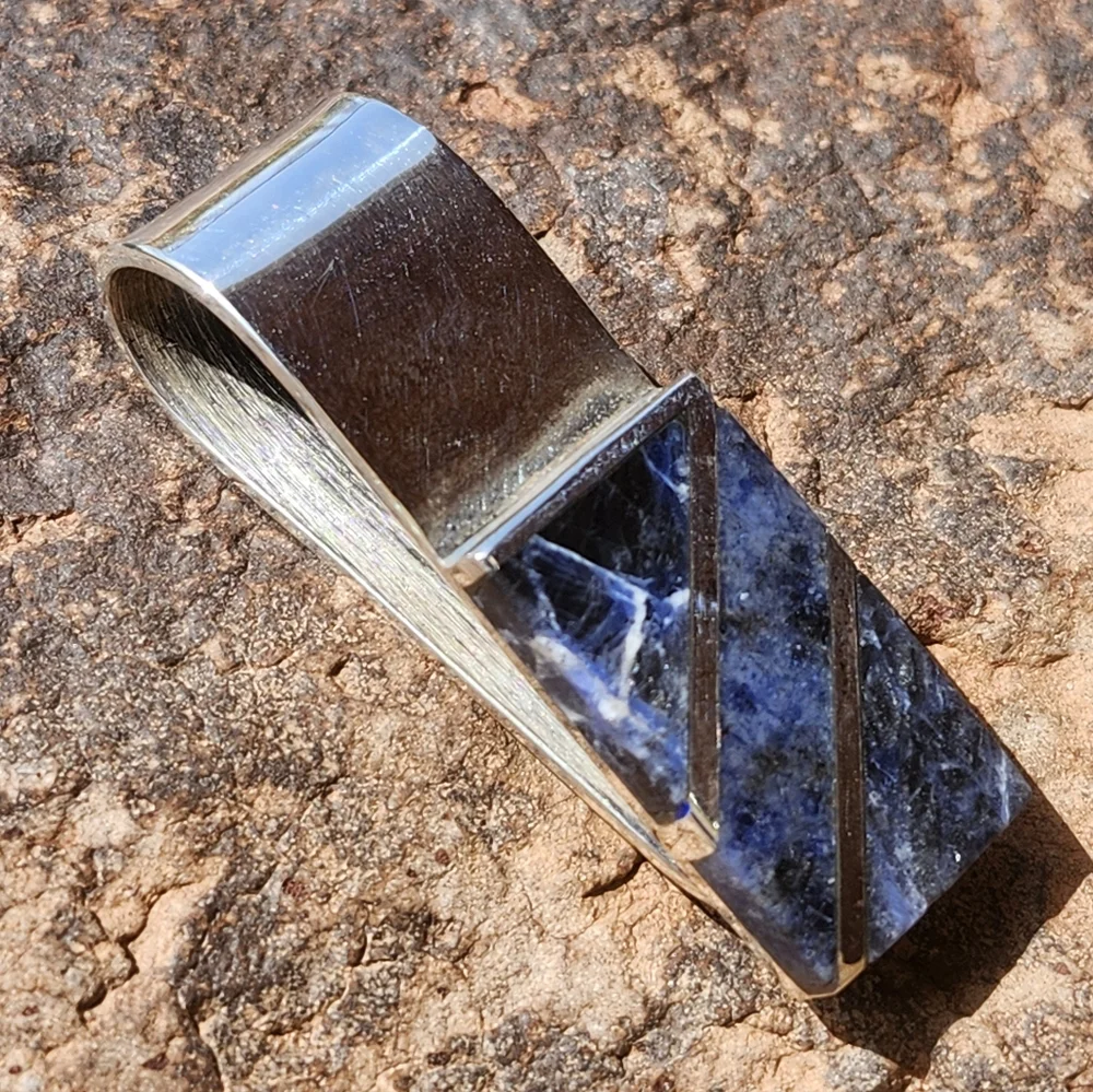 Sterling Silver Sodalite GEMSTONE Money CLIP